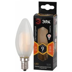 ЭРА F-LED B35-9w-827-E14 frost ЭРА (филамент, свеча мат, 9Вт, тепл, E14) (10/100/5000) ERA