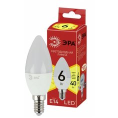 ЭРА ECO LED B35-6W-827-E14 ЭРА (диод, свеча, 6Вт, тепл, E14) (10/100/3500) ERA