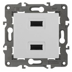 ЭРА 14-4110-01 ЭРА Устройство зарядное USB, 230В/5В-2100мА, IP20, Эра Elegance, белый (6/60/1920) ERA