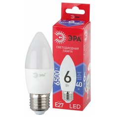ЭРА LED B35-6W-865-E27 R ЭРА (диод, свеча, 6Вт, хол, E27) (10/100/3500) ERA