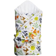 Летнее одеяло на выписку с бантом QuQuBaby Сказочный лес