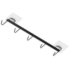 Крючок, держатель, вешалка для кухни, ванной, органайзер самоклеящийся черный 1 шт Lol Uno Home