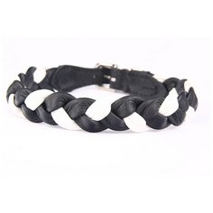 Ошейник для собак ZOOLESZCZ "Plaited", черно-белый, 45х2см