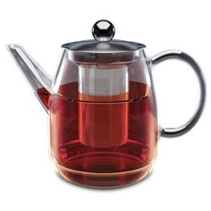 LR06-18 Заварочный чайник LARA <900мл> боросиликатное стекло, стальной фильтр и крышка