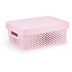 Коробка INFINITY перфорированная с крышкой 11л розовая,CURVER