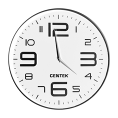 Часы настенные Centek СТ-7101 White 30 см диам., круг, объёмные цифры, плавный ход