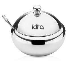 LR08-36 SS LARA Сахарница с ложкой 560мл, сталь, крышка из полированной стали
