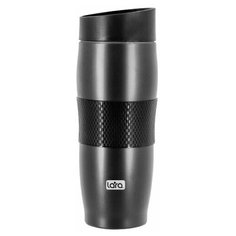 Термокружка LARA Black 380мл, двойные стенки, вакуум, сталь/силикон LR04-24