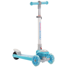 108A Самокат BabyStyle (голубой, свет, звук, складной, до 25 кг)