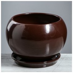 Цветочный горшок "Шар", премиум, шоколад, 2 л 4309221 Керамика ручной работы