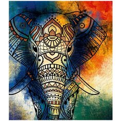 Фотообои флизелиновые Топ Фотообои Слон на разноцветном фоне 200х230 (ШхВ) синий/бежевый/красный/оранжевый/желтый