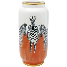 KARE Design Ваза Zebra, коллекция "Зебра" 19*39*19, Фарфор, Оранжевый, Черный