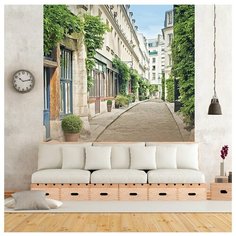 Фотообои флизелиновые Топ Фотообои Улица в Париже 200х270 (ШхВ) серо-бежевый/изумрудно-зеленый/серый/светло-синий/светло-бежевый