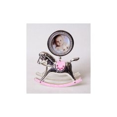 Фоторамка Platinum PF10342P Pink лошадка-качалка розовая, металлическая со стразами 6x6