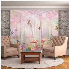 Фотообои Райский сад 300х270 (ШхВ) розовый/светло-зеленый/сиреневый/фиолетовый/светло-розовый