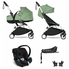 YOYO2 BABYZEN Коляска 4 в 1 с люлькой Bassinet, Peppermint,Белая рама