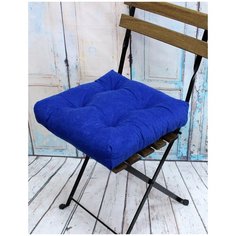Подушка для сидения на стул без завязок MATEX VELOURS синий, чехол не съемный, ткань велюр, 40х40 см Матекс
