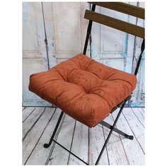 Подушка для сидения на стул без завязок MATEX VELOURS терракотовый, чехол не съемный, ткань велюр, 40х40 см Матекс