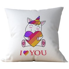 Подушка Студия Белка "Единорожка I love you" 40х40 габардин