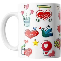 Кружка Студия Белка "Сердечки и цветы" белая