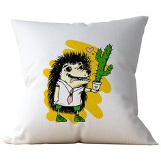 Подушка Студия Белка "Ёж и кактус" 40х40 атлас