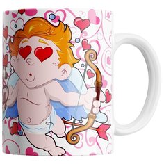 Кружка Студия Белка "Happy Valentines day Купидон" белая