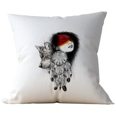 Подушка Студия Белка "Девушка с волком" 35х35 лен
