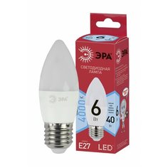 ЭРА ECO LED B35-6W-840-E27 ЭРА (диод, свеча, 6Вт, нейтр, E27) (10/100/3500) ERA