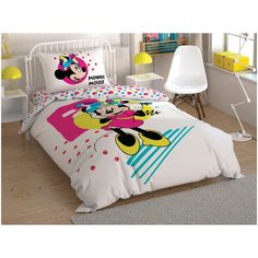 Постельное белье детское люкс-ранфорс MINNIE COLOUR MAYHEM 1,5-спальное, TAC (простыня на резинке)