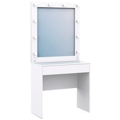 Столик гримерный, туалетный, с подсветкой и зеркалом, белый URM
