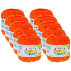 Пряжа Alpina Lena, 100 % хлопок, 50 г, 280 м, 10 шт., №20 оранжевый