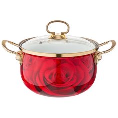 Кастрюля Agness эмалированная 4,2 л/20 см со стеклянной крышкой (915-112)