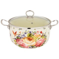 Кастрюля эмалированная Agness со стеклянной крышкой, 6.8 л, диаметр 24 см, высота 15.5 см (915-104)