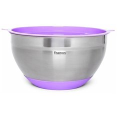 Миска Fissman 24x13,5 см/4,5 л с крышкой, цвет лиловый, нержавеющая сталь (5116)