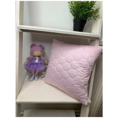 Подушка декоративная, стеганная 40/40 из мако сатина, розовая, Farfalina