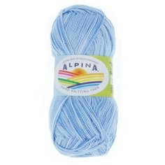 Пряжа Alpina "HOLLY MELANGE" 100% мерсеризованный хлопок №06 голубой/т.голубой - 10 мотков по 50 г