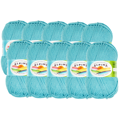 Пряжа Alpina Nana, 70 % хлопок, 30 % полиамид, 50 г, 105 м, 10 шт., 15 яр.голубой