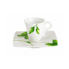 Чашка с блюдцем для кофе Vegetal объем 100 мл, материал фарфор, цвет белый, Guy Degrenne, 140223