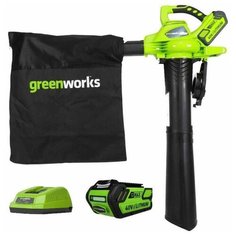 Аккумуляторный садовый пылесос greenworks GD40BV с АКБ и ЗУ
