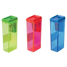 Точилка BEIFA (Бэйфа), с контейнером, прямоугольная, пластиковая, в дисплее, ассорти, APS112, 24 шт.