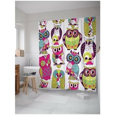 Штора для ванной JoyArty Гипнотические совы 180х200 (sc-2915)