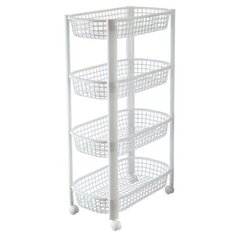 Этажерка с контейнерами для овощей пластиковая с 4 секциями (47х26х79 см), цвет белый Best Home