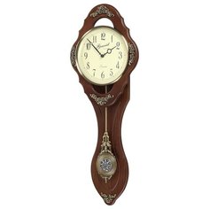 Настенные часы деревянные большие с маятником Granat GB 16326-1 цвет тёмный орех размер 25,2х68,2 см Гранат