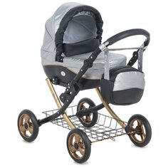 Коляска для кукол Wakart Николь Gold (черный+серебро)