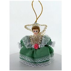 Кукла-подвеска сувенирная фарфоровая. Барышня в шляпке. Потешный промысел
