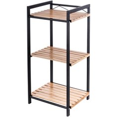 Этажерка-стеллаж My Space SW47583, 3 полки, черный/бамбук