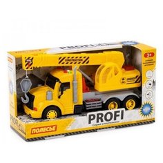 Машинка инерционная Полесье PROFI Кран желтый, со светом и звуком (в коробке)