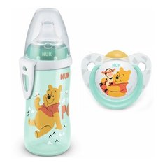 Набор NUK Disney пустышка латекс 6-18м + поильник 300 мл 12м+, бирюзовый