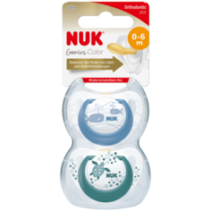 NUK Пустышка 0-6 мес., 2 шт., латексная, ортодонтическая, для мальчиков