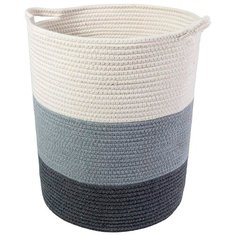 Корзина для белья веревочная трехцветная. Хлопковая. Rope Basket. Черно-белый Nesh